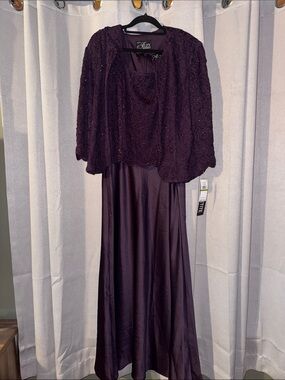Alex Evenings Sequined Evening Dress - Deep Eggplant Purple